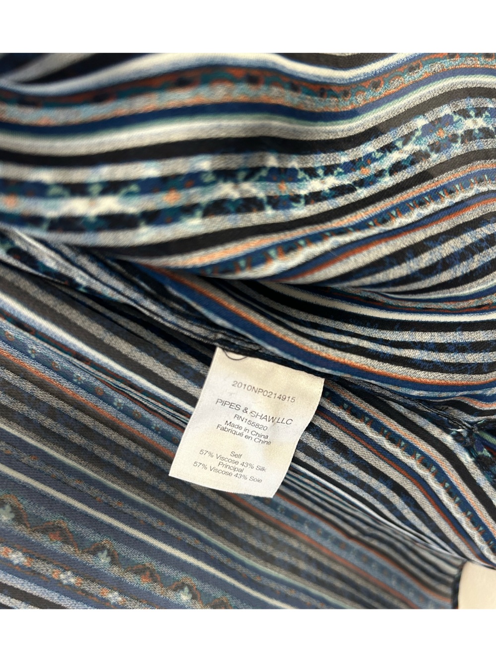 Veronica Beard Navy and Blue Striped Tie-Neck Shirt NWOT - Picture 5 of 5